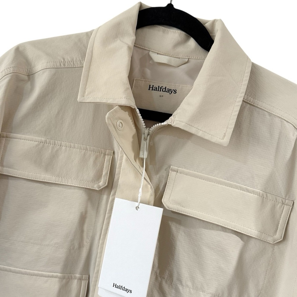 Halfdays Nan Field Jacket Womens Small Oatmilk Beige Cargo Hiking Coat Full Zip
